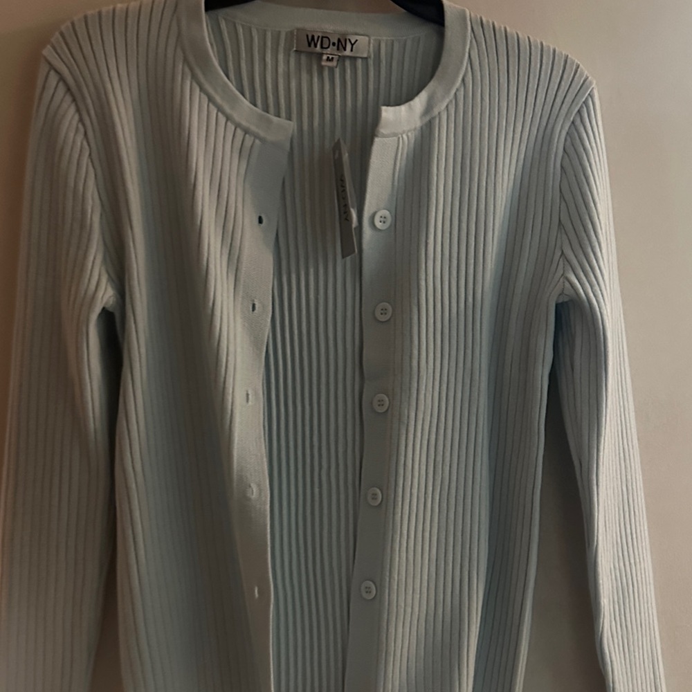 WD.NY Women's Soft Blue Button-Up Cardigan
